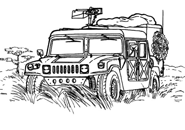 Print Out Army Jeep Coloring Page For Kids 8